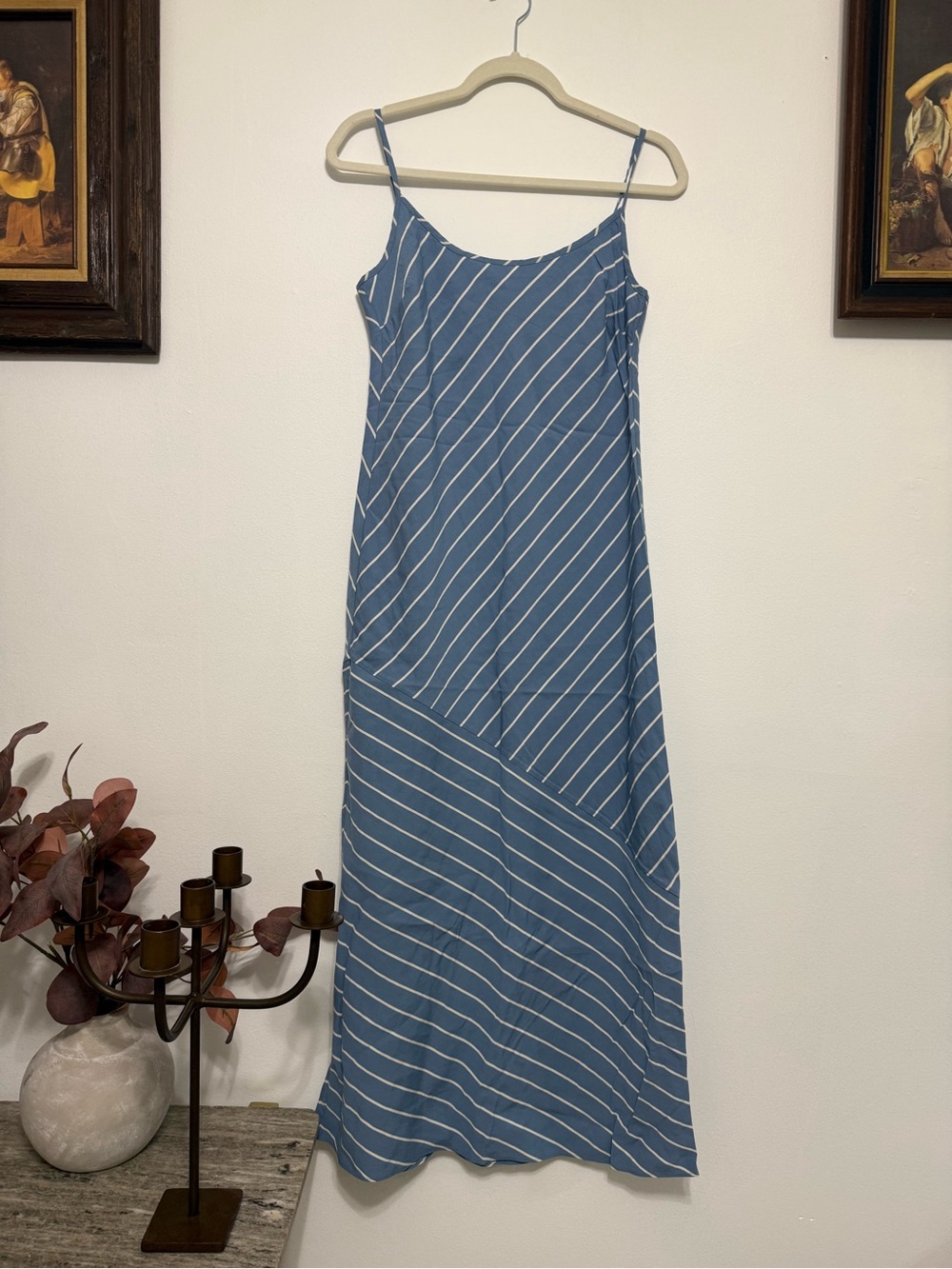 Jenni Kayne Blue and White Striped Slip Maxi Dress